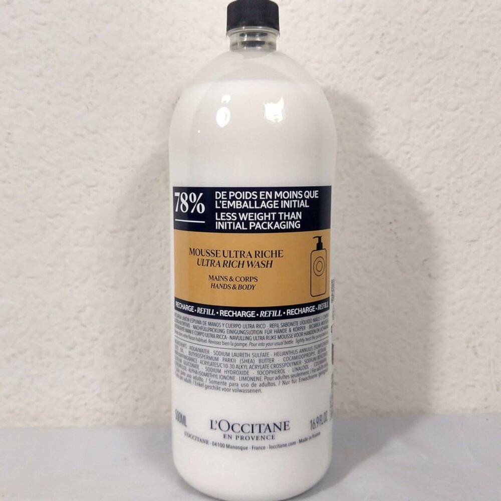 L'Occitane Shea Hands & Body Ultra Rich Wash Refill 16.9 oz NEW